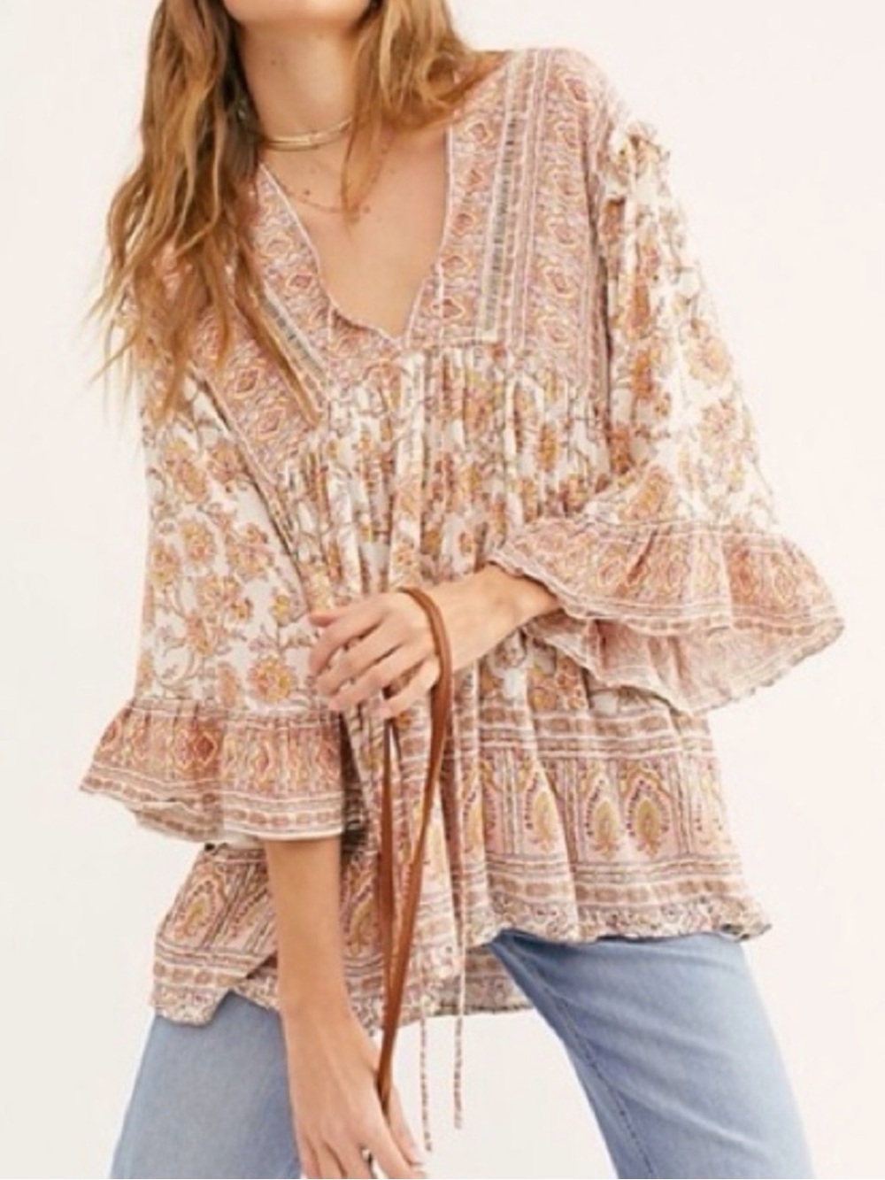 Free People Moonlight Dance Tunic NWT Boho Floral Festival Peasant Top S